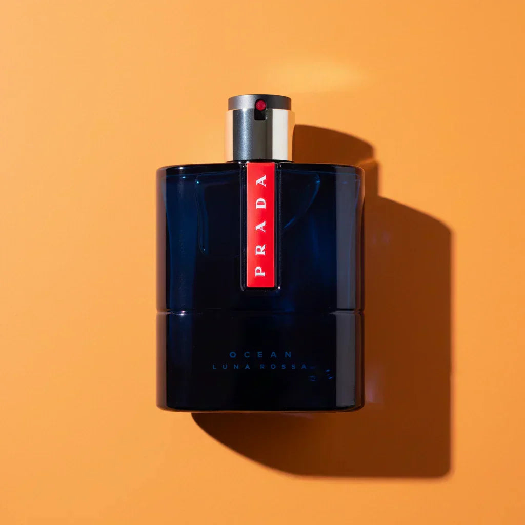 Prada Luna Rossa Ocean Eau de Toilette bottle on a white background — fragrance review