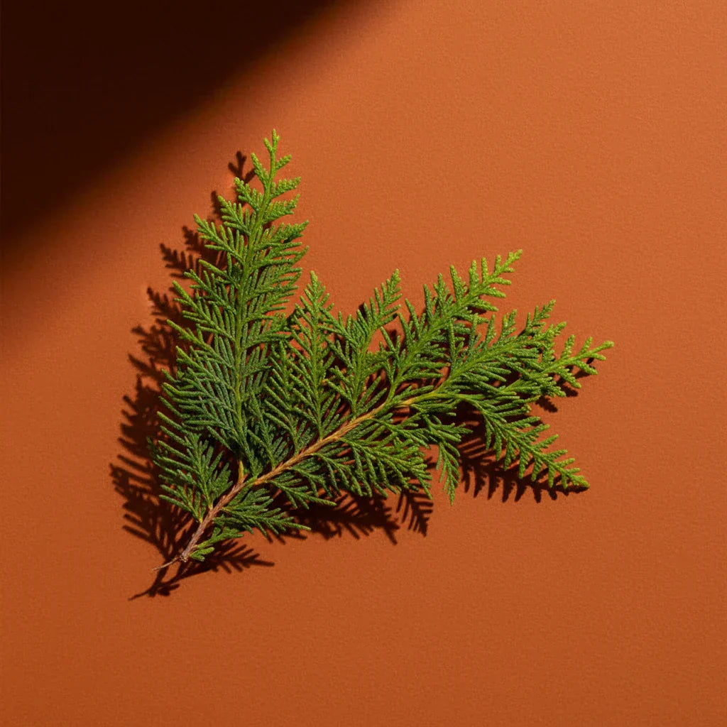 Cypress trees on an orange background — cypress fragrance note spotlight