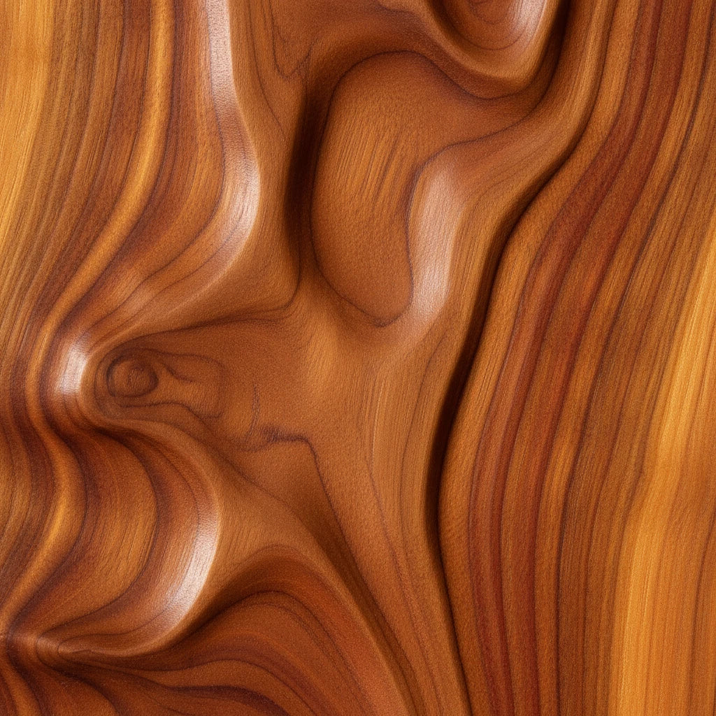 Close-up of warm wood grain texture — Iso E Super fragrance note spotlight