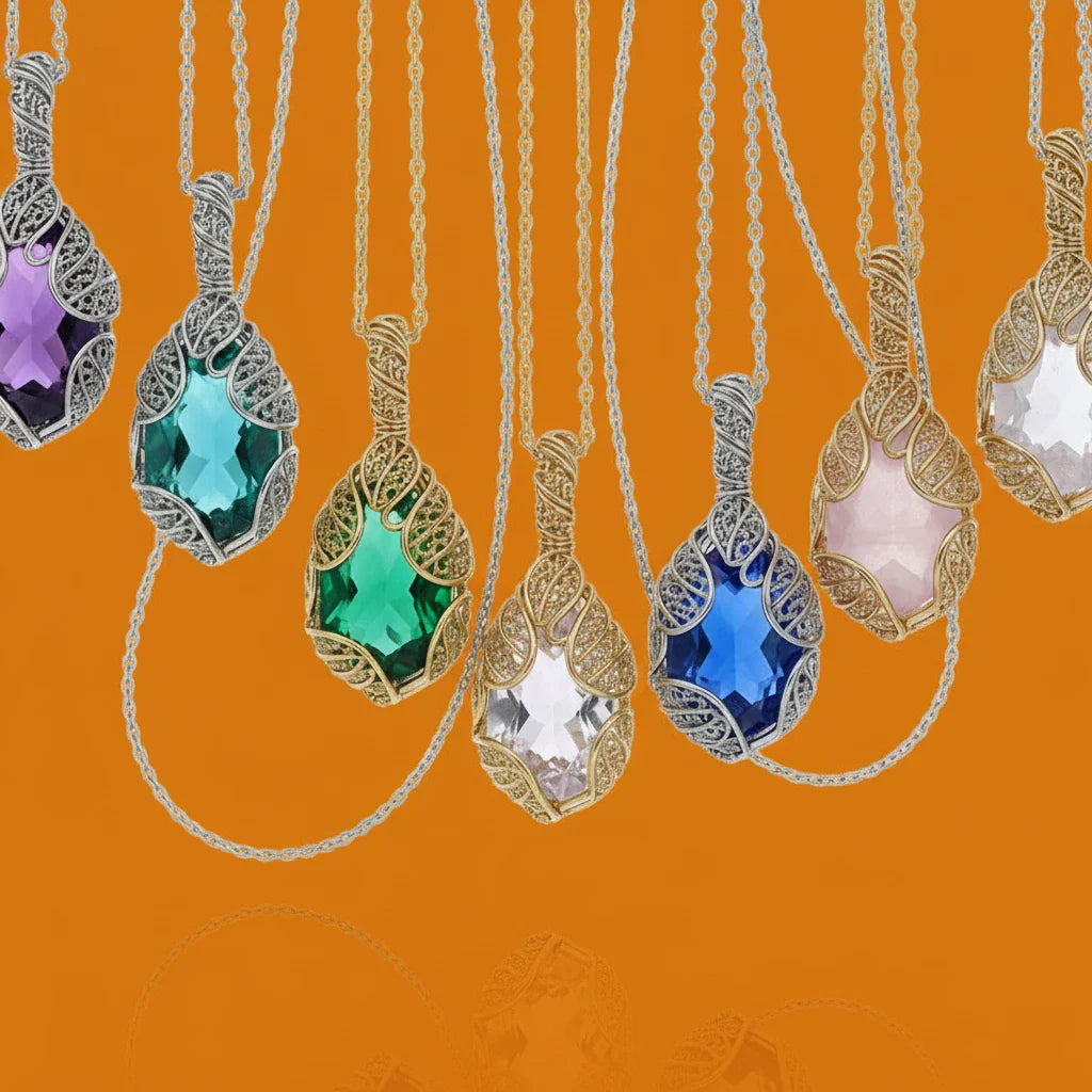 Laced Gemstone Pendants: Threaded Stone Hand-Sculpted in India