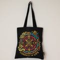 Black tote bag with 'Compass of Life' design on a white background