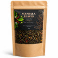 Mandala Leaves loose tea package with a clear window showing the tea leaves inside.