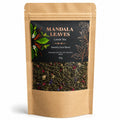 Mandala Leaves loose tea package with a clear window showing the tea leaves inside.