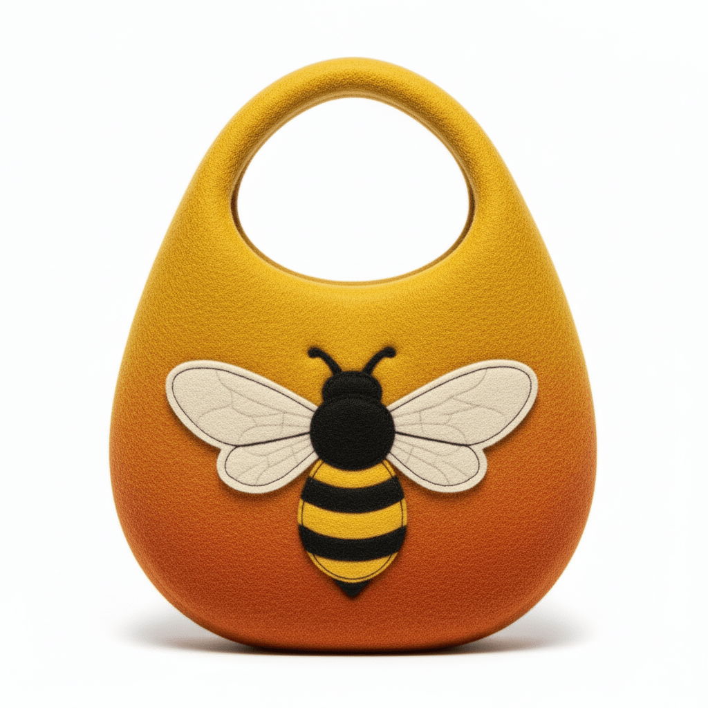 Water Felted Bee Bag - One Handle with Magnet - Sunrise OrangeFelted BagsHeart Notes