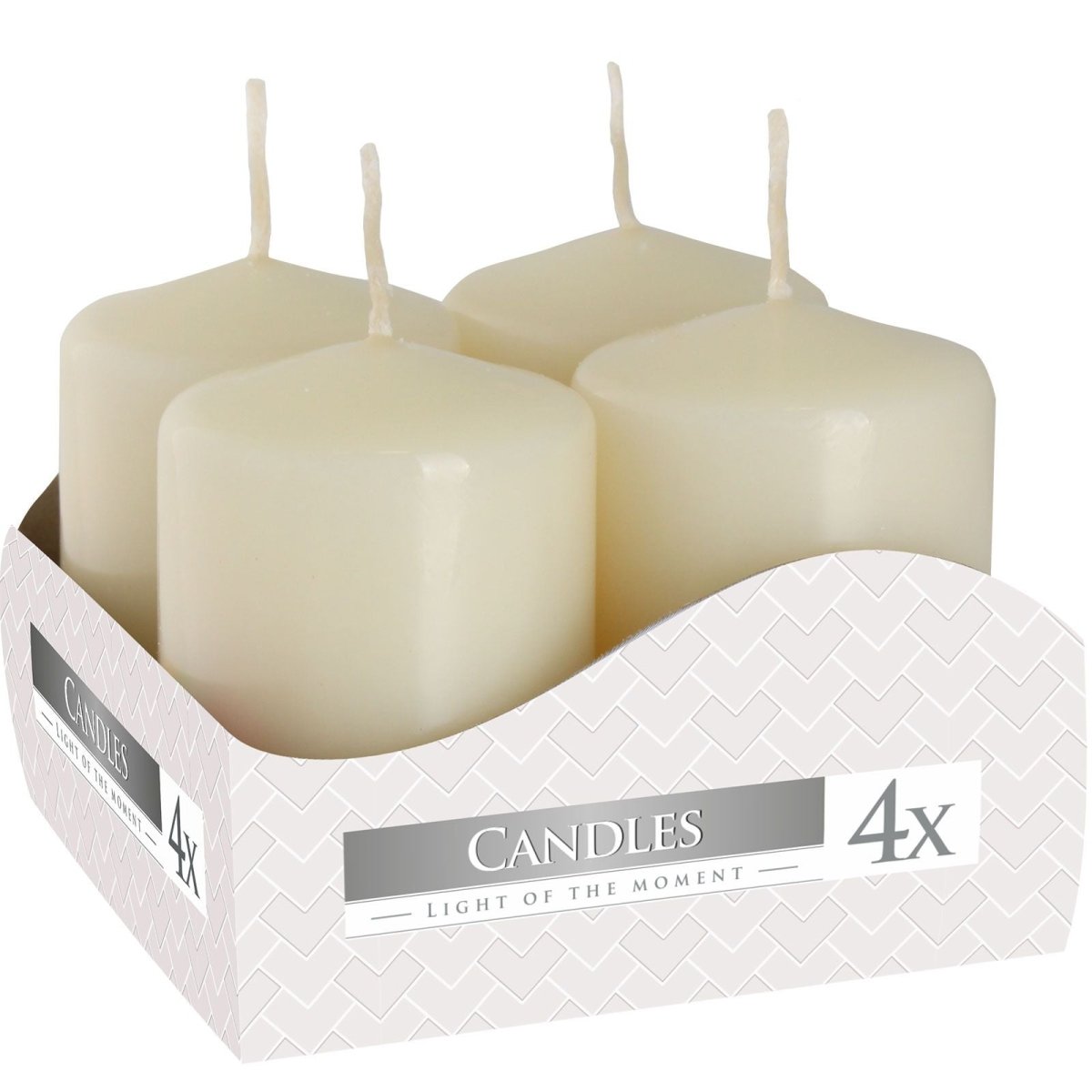 Set of 4 Pillar Candles 40x60mm - IvoryPillar CandleHeart Notes