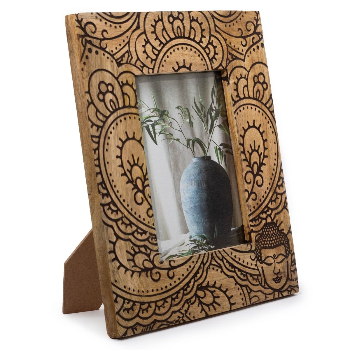Lrg Mango Wood Picture Frame (for 13x18cm) 28x23x2cm - Buddha - BlackMango Wood Picture FramesHeart Notes