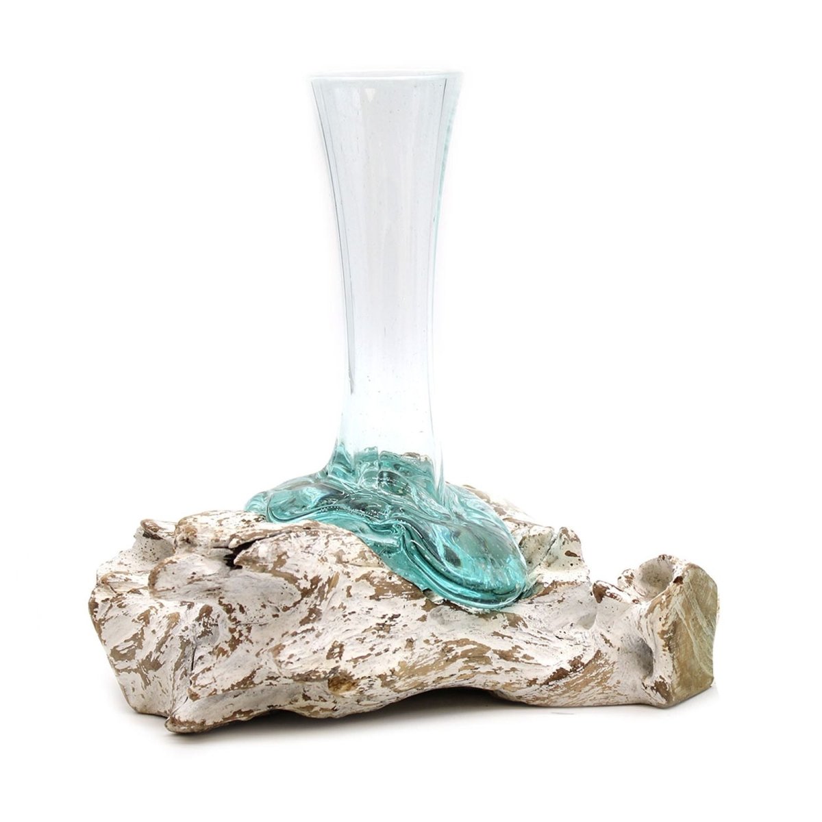 Molten Glass on Whitewash Wood - Vase - MediumMolten Glass on WoodHeart Notes