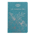Blue Gratitude Journal with Silver Lining - 120 pages - I am Thankful ForWellness & Gratitude NotebooksHeart Notes