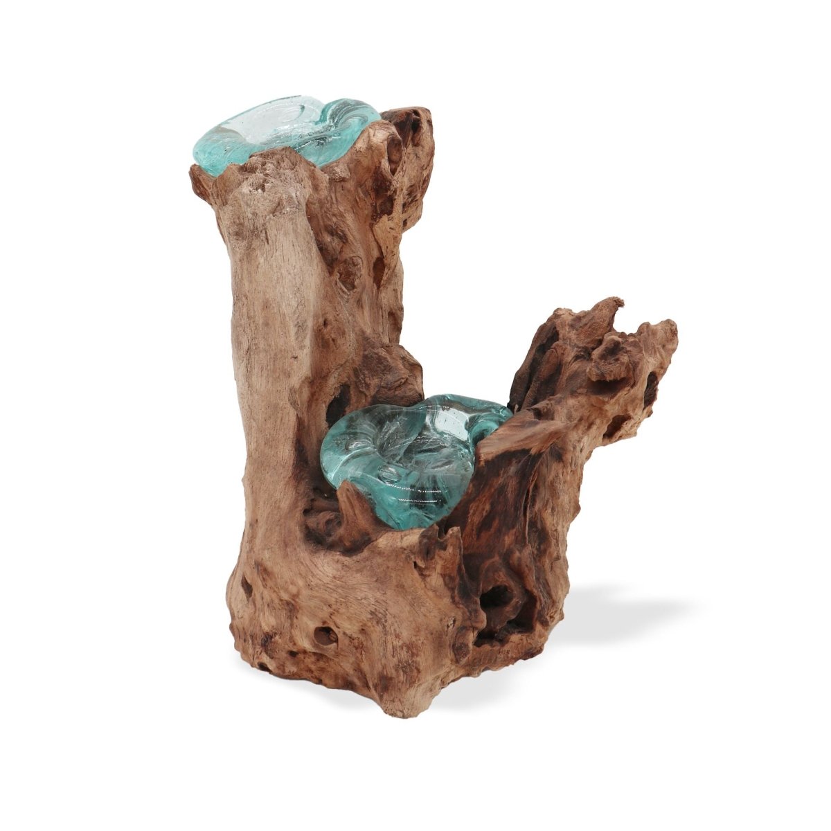 Molton Glass Candle Double Holder on WoodMolten Glass on WoodHeart Notes