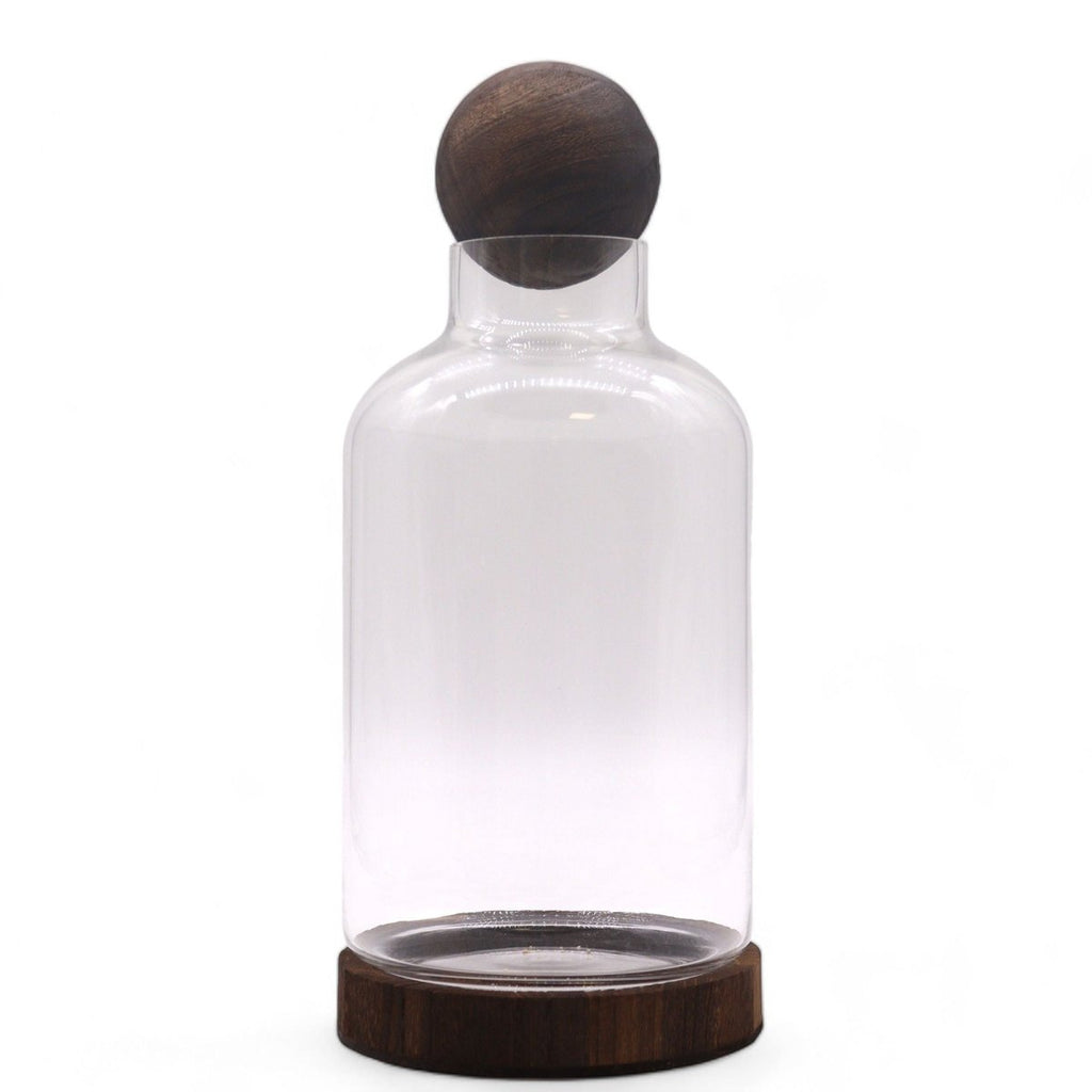 Large Ball Top Terrarium on Dark Tung WoodGlass TerrariumsHeart Notes
