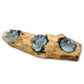 Molton Glass Flat Triple Candle Holder on WoodMolten Glass on WoodHeart Notes