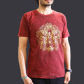 Nomad Sari Stonewashed Cotton T-Shirt – Hamsa – Maroon – Medium