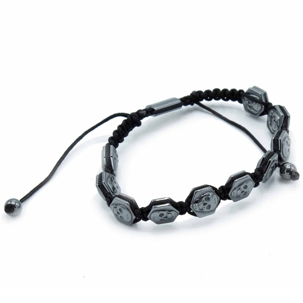 Magnetic Hematite Shamballa Bracelet - Hexagon SkullsHematite Shamballa BraceletHeart Notes