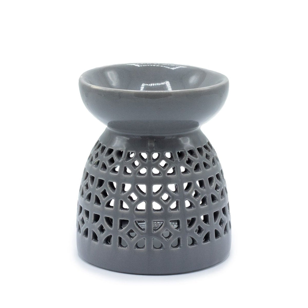Classic Oil Burner - Morrocan Cutout - GreyVarious Shaped Ceramic Oil BurnersHeart Notes