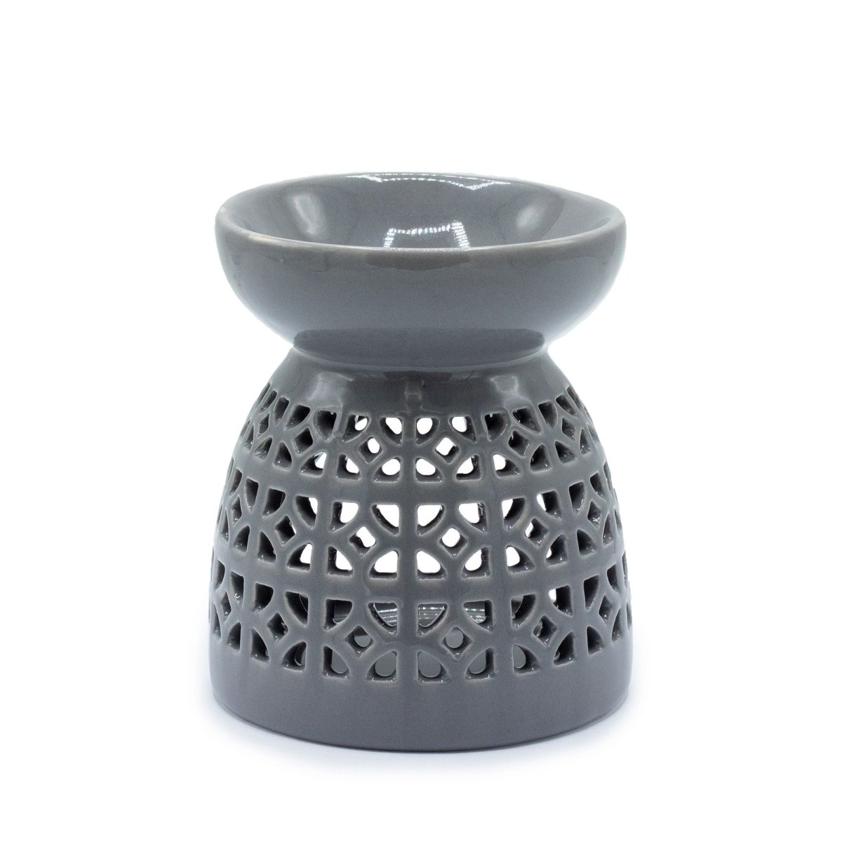 Classic Oil Burner - Morrocan Cutout - GreyVarious Shaped Ceramic Oil BurnersHeart Notes