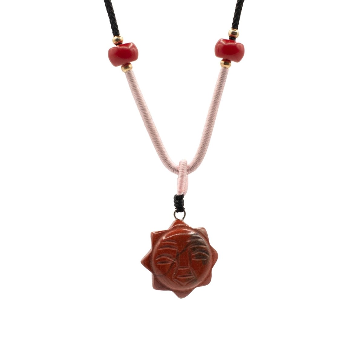 Cord Necklace Gemstone Pendant - Carnelian Sun FaceCord Necklace Gemstone PendantsHeart Notes