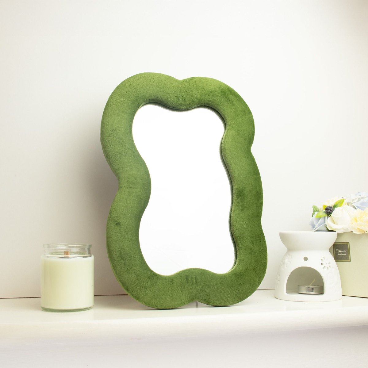Soft Squiggly Mirror - Large Cloud - Moss Green (33.4x23.5x2.3cm)Soft Squiggly MirrorsHeart Notes