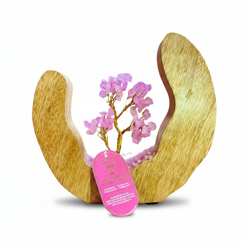 Gemstone Tree Garden - Mango Wood Open Ring - Rose Quartz - 60 chipstonesGemstone Tree GardensHeart Notes