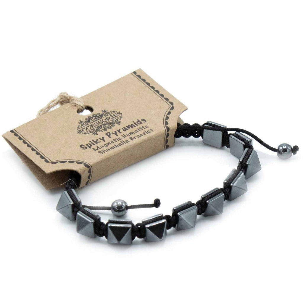 Magnetic Hematite Shamballa Bracelet - Spiky PyramidsHematite Shamballa BraceletHeart Notes