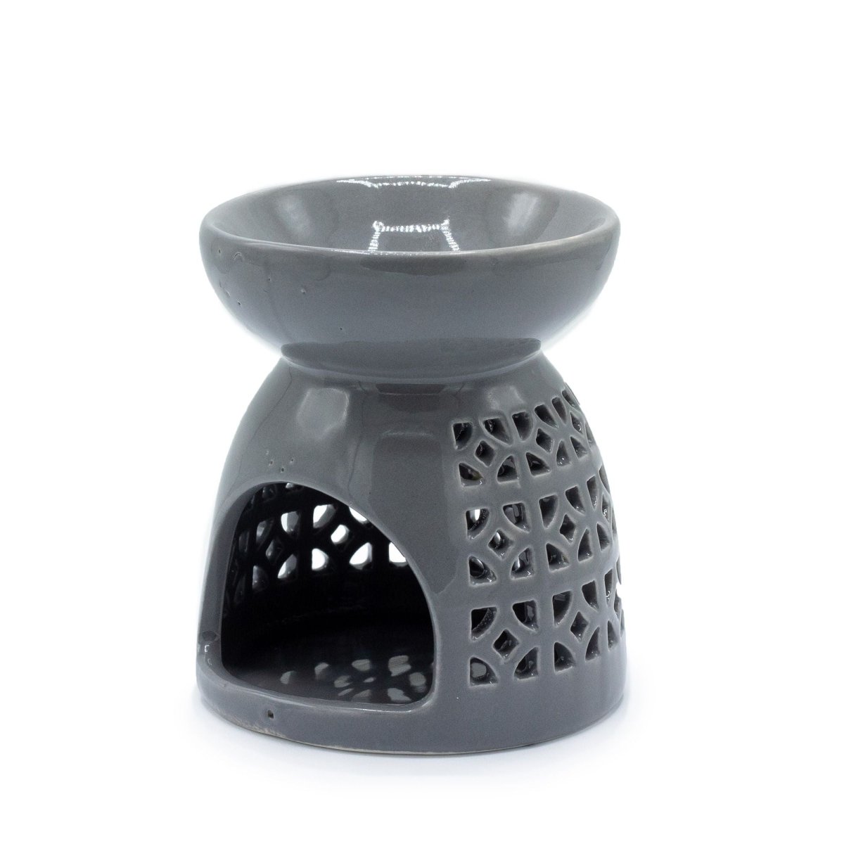 Classic Oil Burner - Morrocan Cutout - GreyVarious Shaped Ceramic Oil BurnersHeart Notes