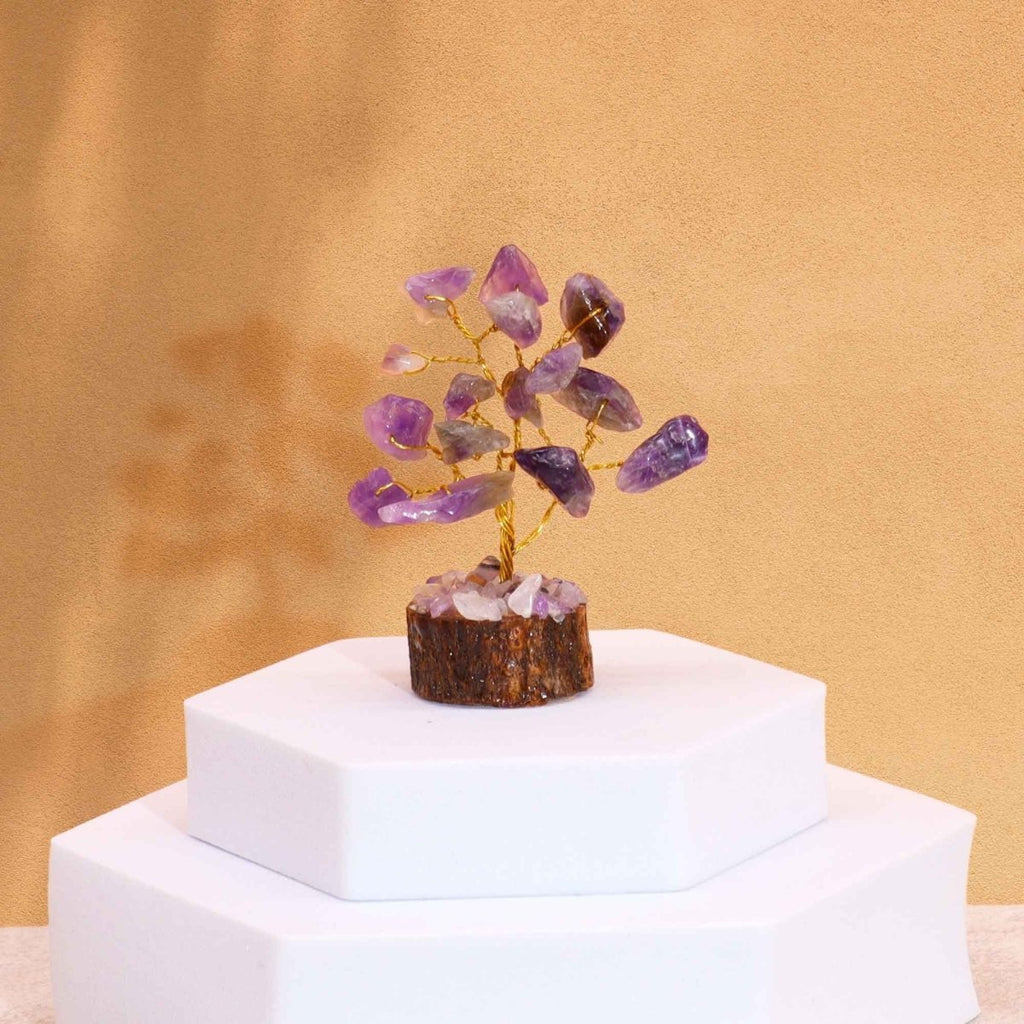 Mini Gemstone Tree On Wood Base - Amethyst (15 stones)Mini Gemstone TreesHeart Notes