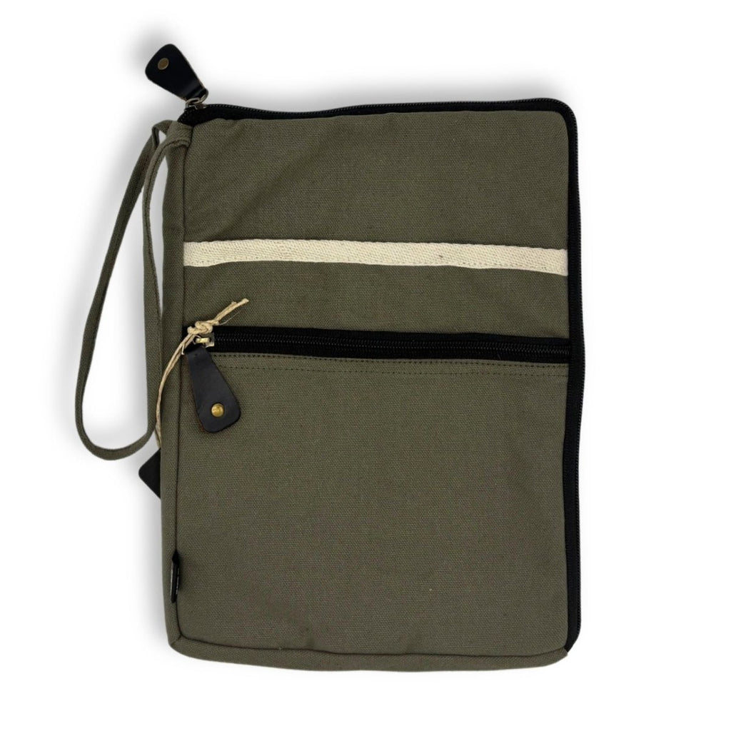 Canvas Large Sleeve Pouch - OliveLaptop & Tablet PouchesHeart Notes
