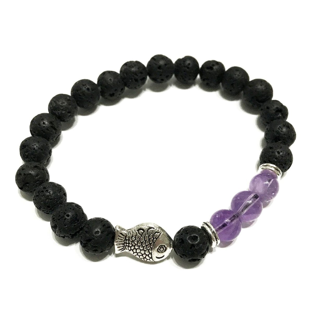 Lava Stone Bracelet - Fish AmethystLava Stone BraceletsHeart Notes