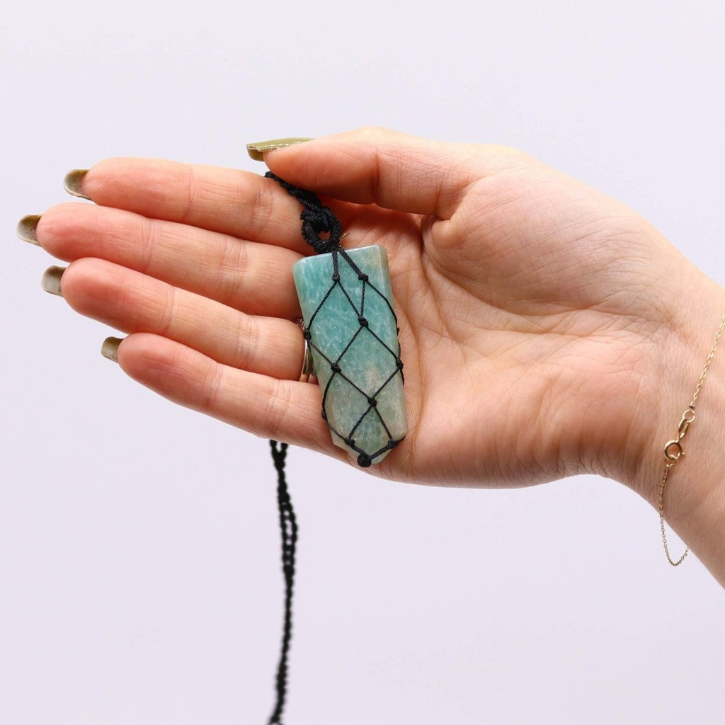 Laced Gemstone Flat Point Pendant - AmazoniteLaced Gemstone PendantsHeart Notes