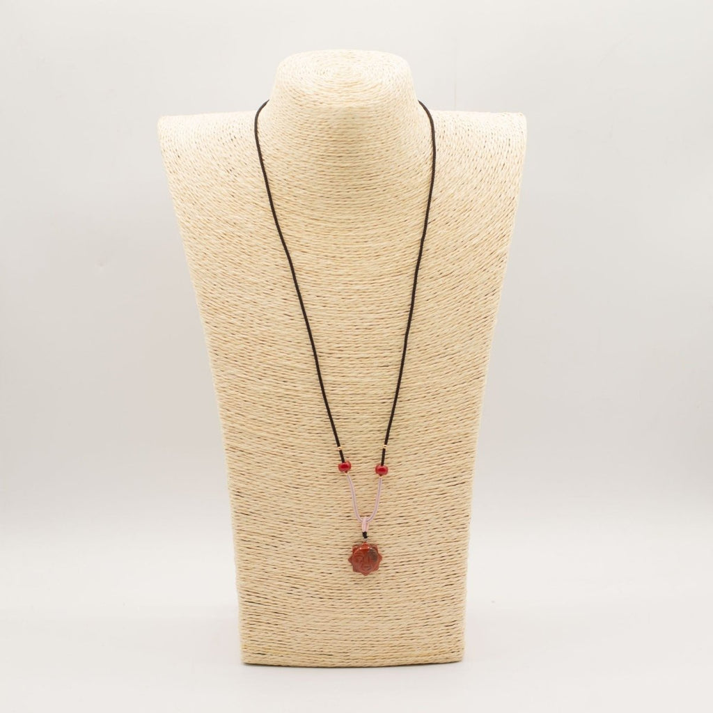 Cord Necklace Gemstone Pendant - Carnelian Sun FaceCord Necklace Gemstone PendantsHeart Notes