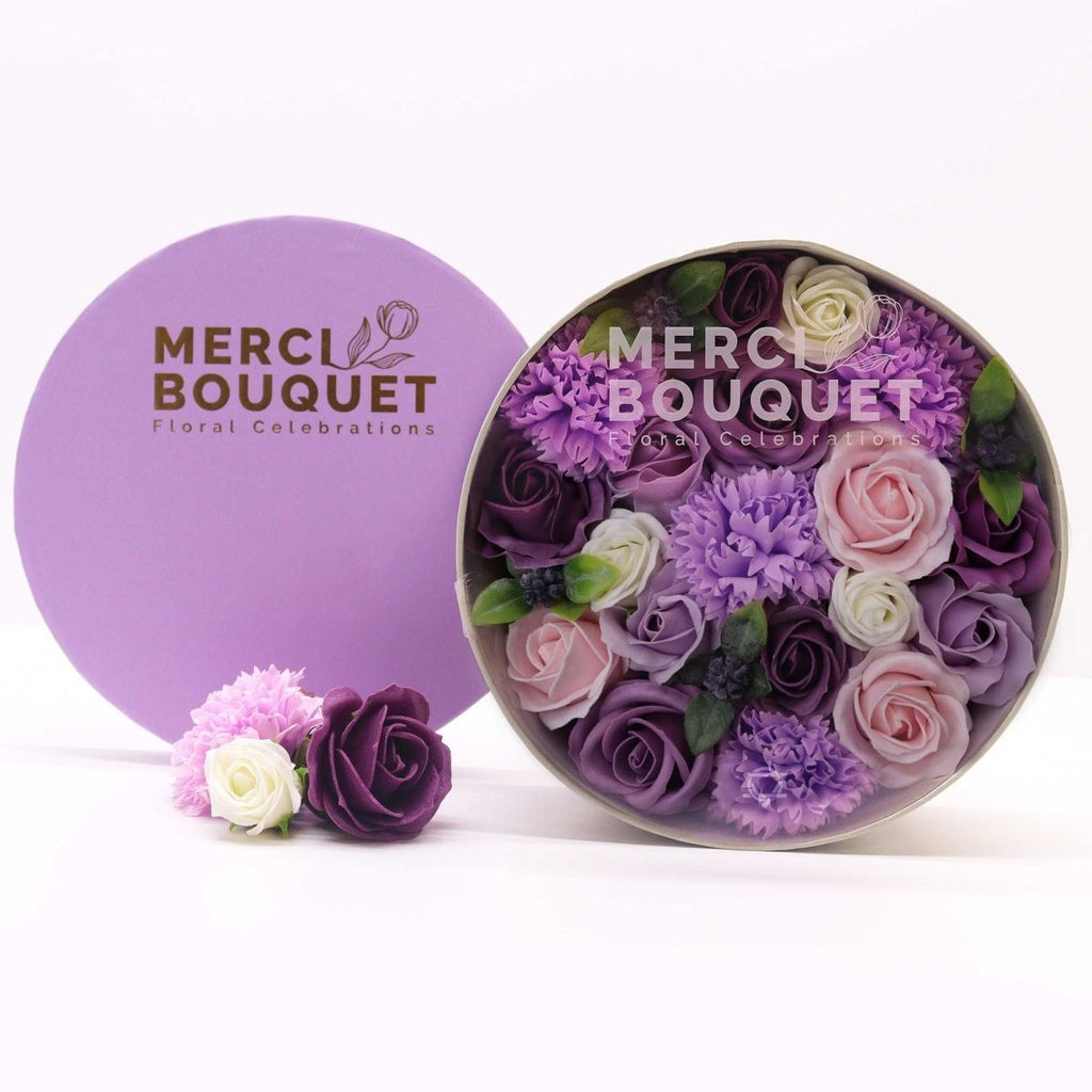 Round Box - Lavender Rose & CarnationSoap Flower Gift BoxesHeart Notes
