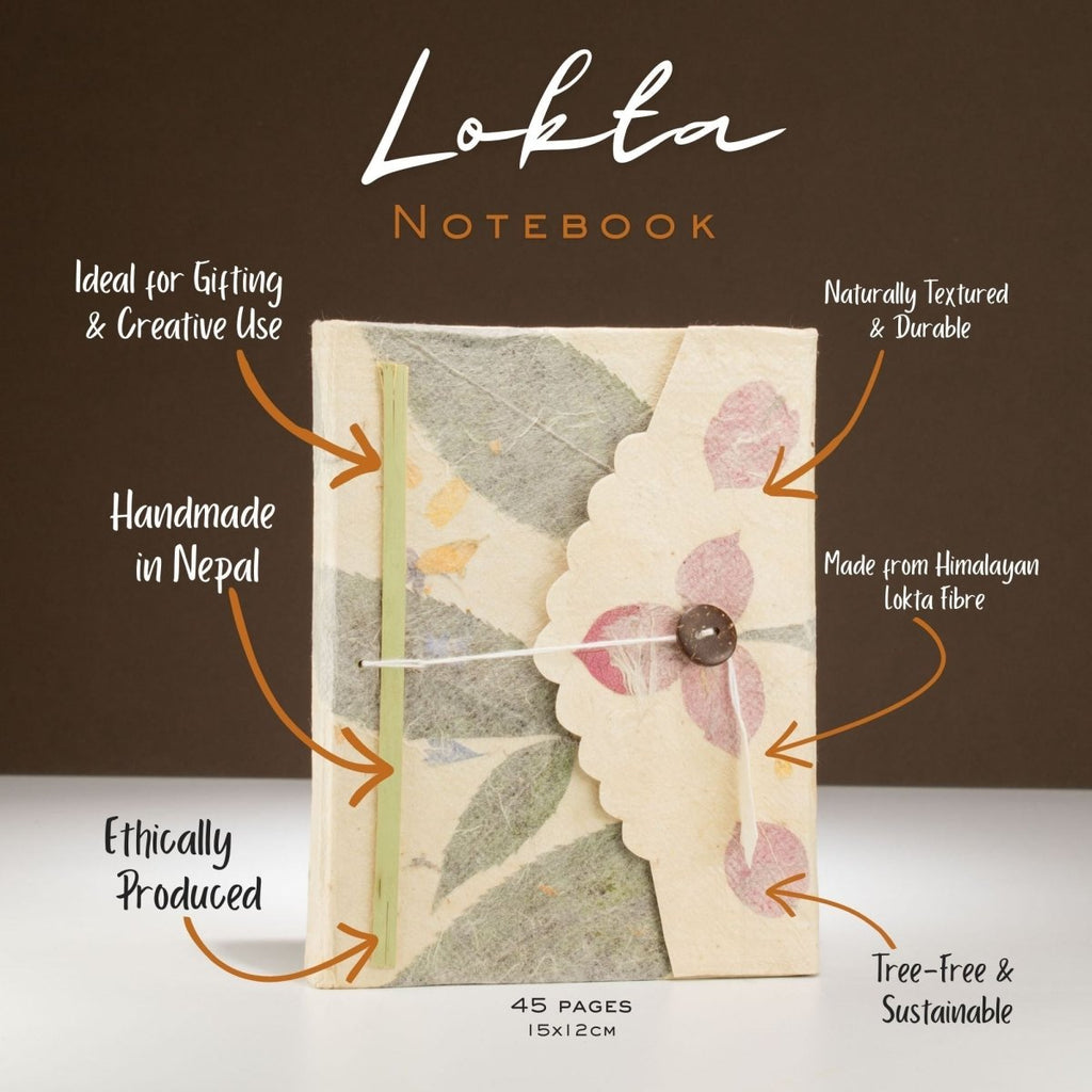 Lokta Bougainvillea Notebook – Medium (15x12cm) – 45 LeavesLokta Paper NotebooksHeart Notes