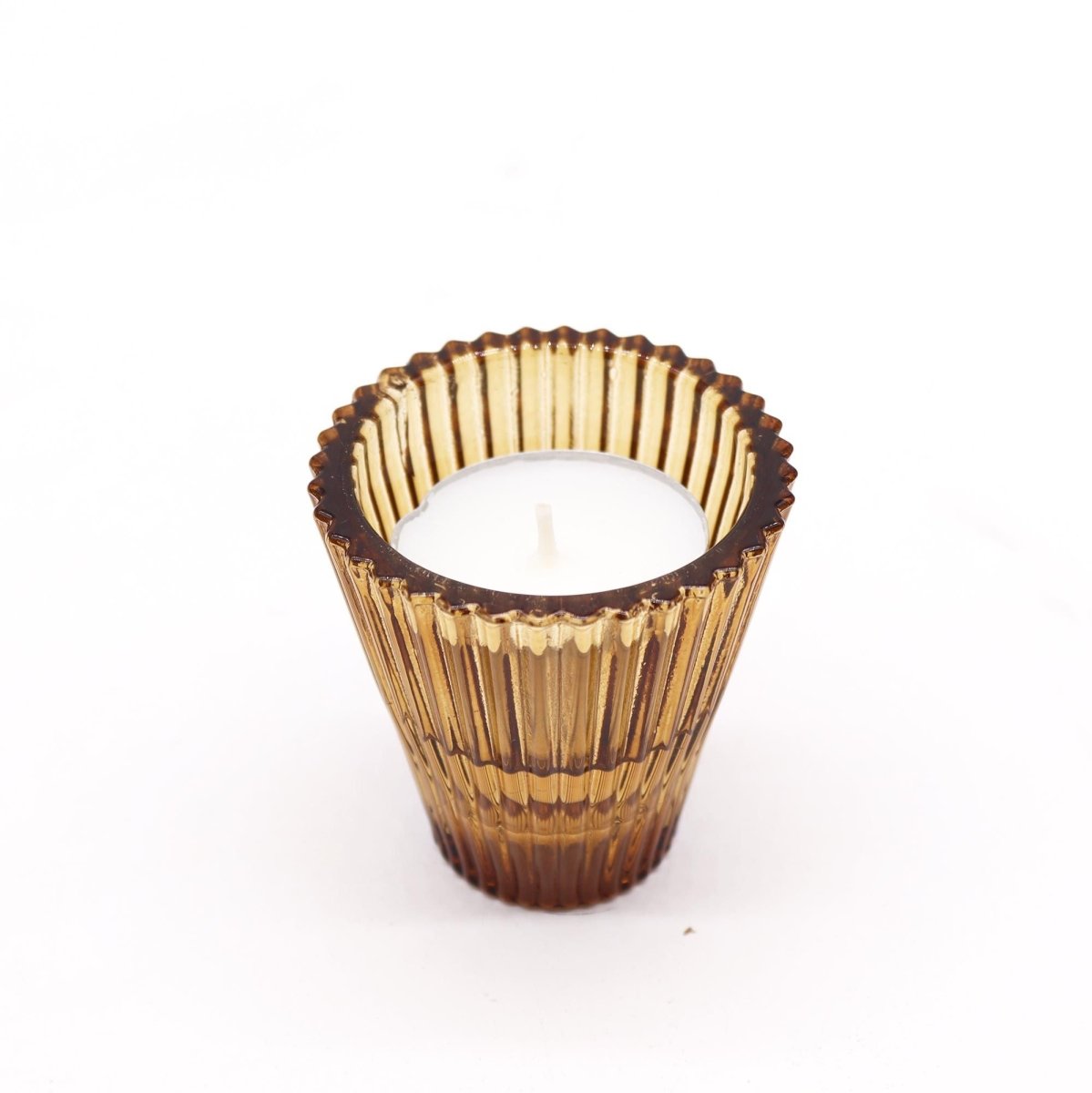 Flip Dinner Candle / Tealight Holder - Antique AmberGlass Candle Holders & JarsHeart Notes
