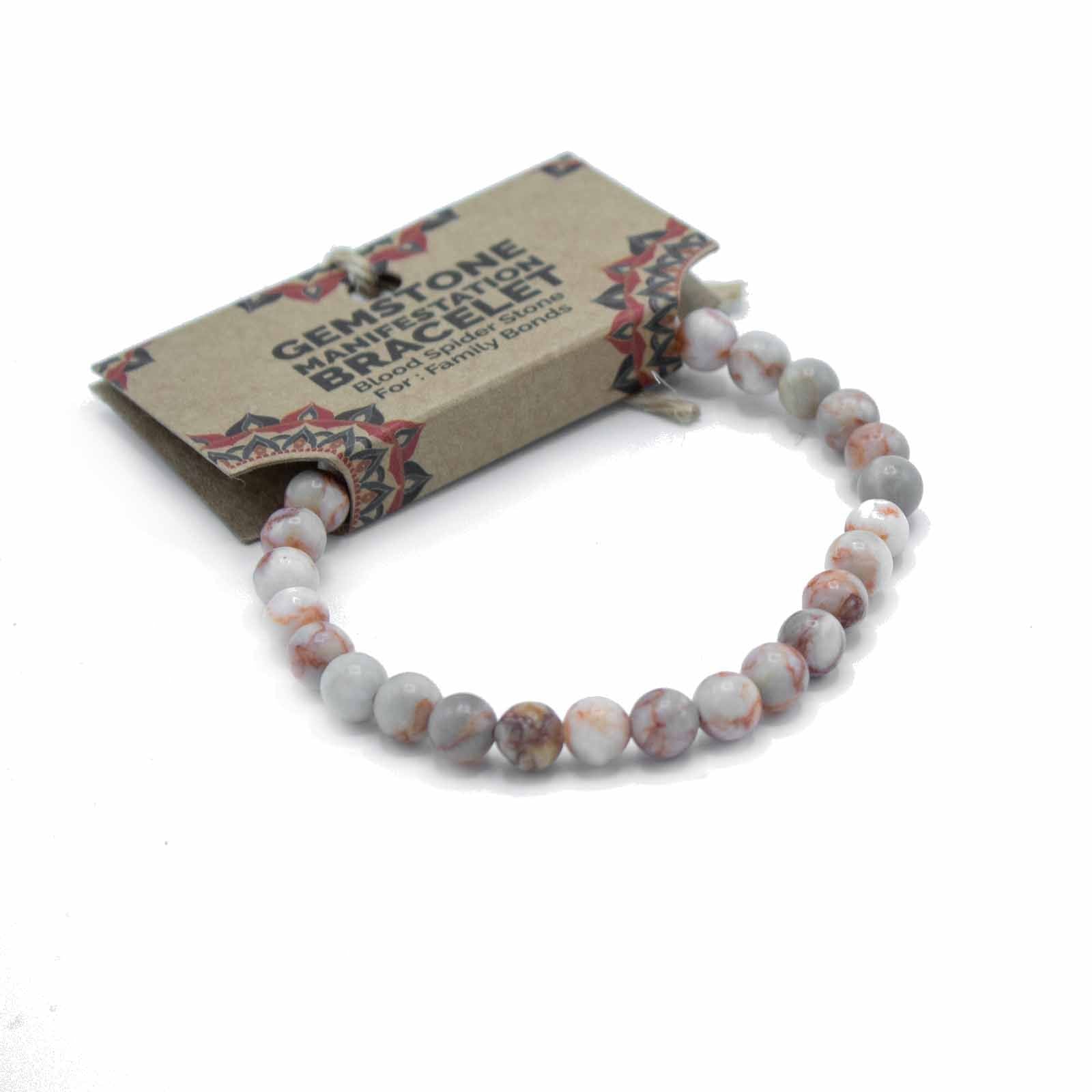 Gemstone Manifestation Bracelet - Blood Spider Stone - Family BondsGemstone Bracelets for ManifestationHeart Notes