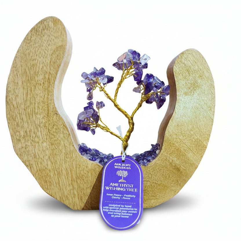 Gemstone Tree Garden - Mango Wood Open Ring - Amethyst - 60 chipstonesGemstone Tree GardensHeart Notes