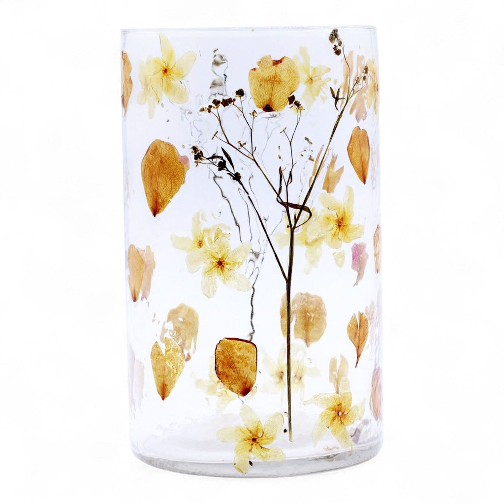 Natural Floral Glass - Tall Vase Candle Holder - Rose - (19x11cm)Natural Floral Glass Candle HoldersHeart Notes
