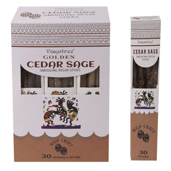 Golden Cedar Sage Smudging Resin Sticks – 30gGolden Smudging Resin SticksHeart Notes