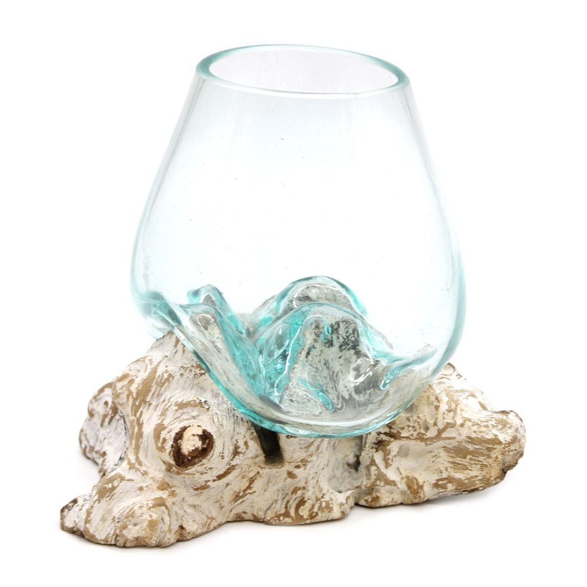 Molten Glass on Whitewash Wood - Large BowlMolten Glass on WoodHeart Notes