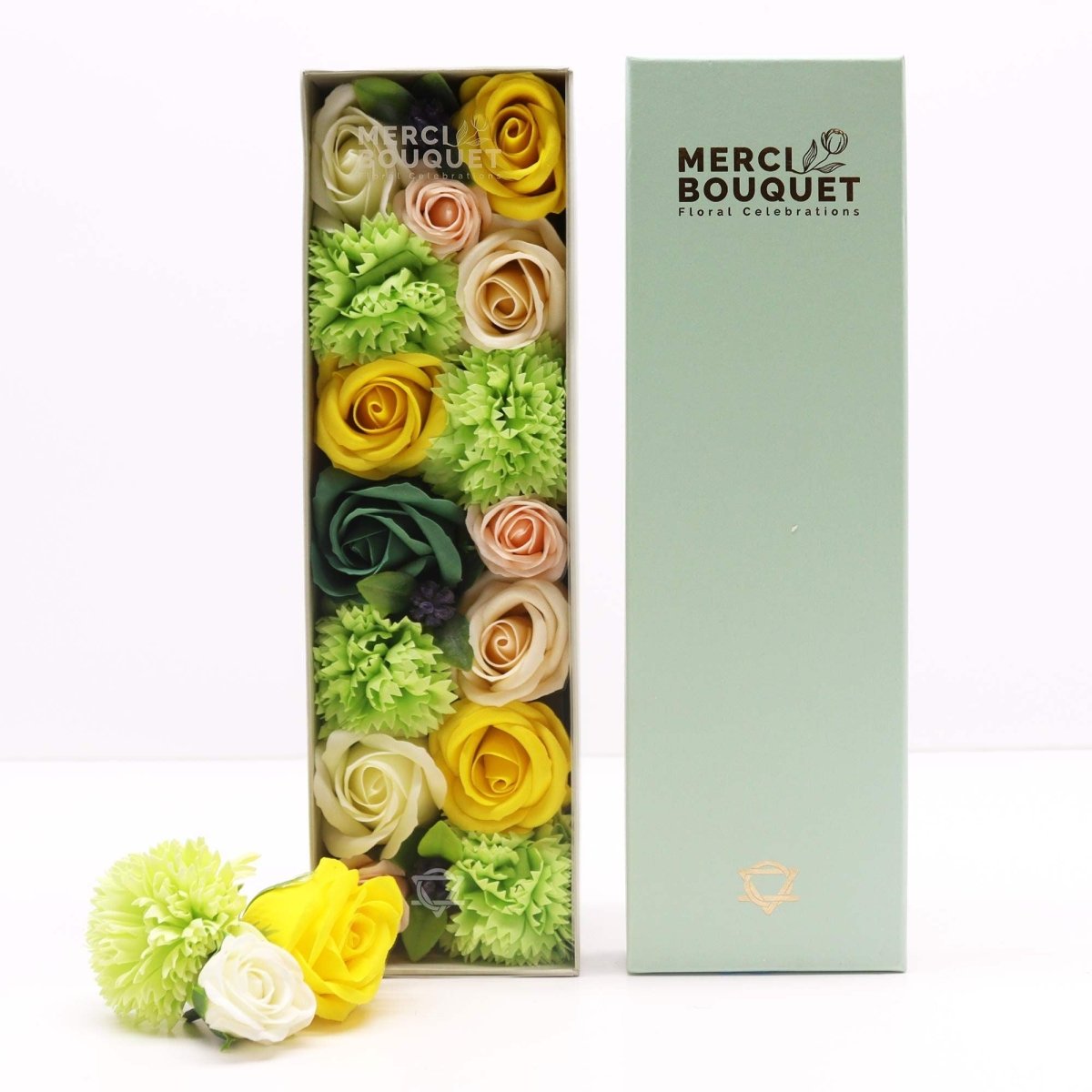 Long Box - Spring Celibrations - Yellow & GreensSoap Flower Gift BoxesHeart Notes
