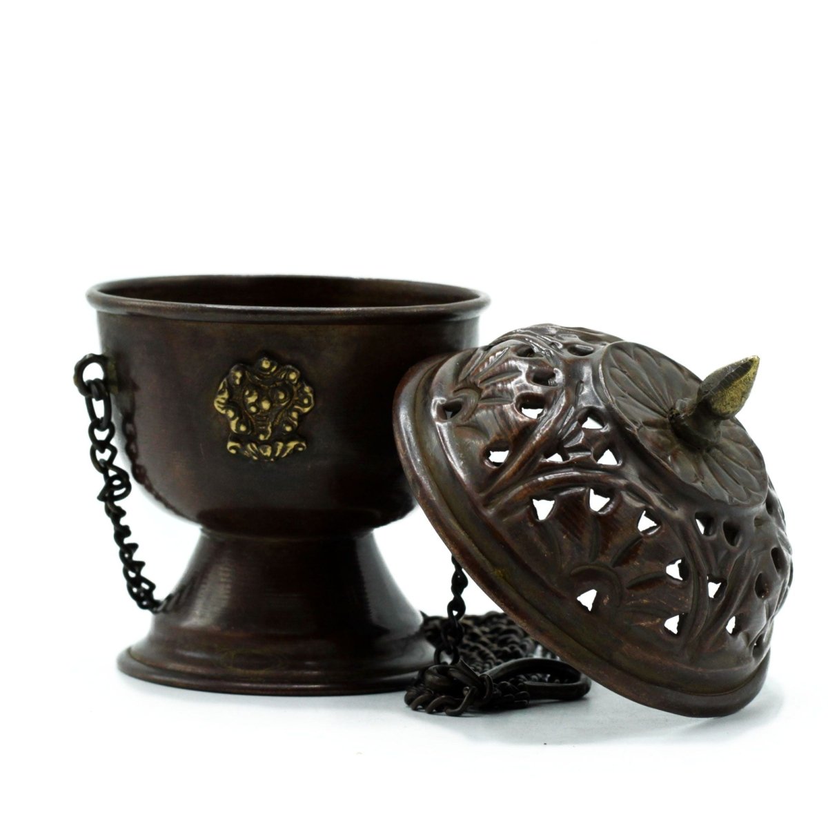 Copper Tibetan Incense Burner - Classic HangingAntique Tibetan Incense HoldersHeart Notes