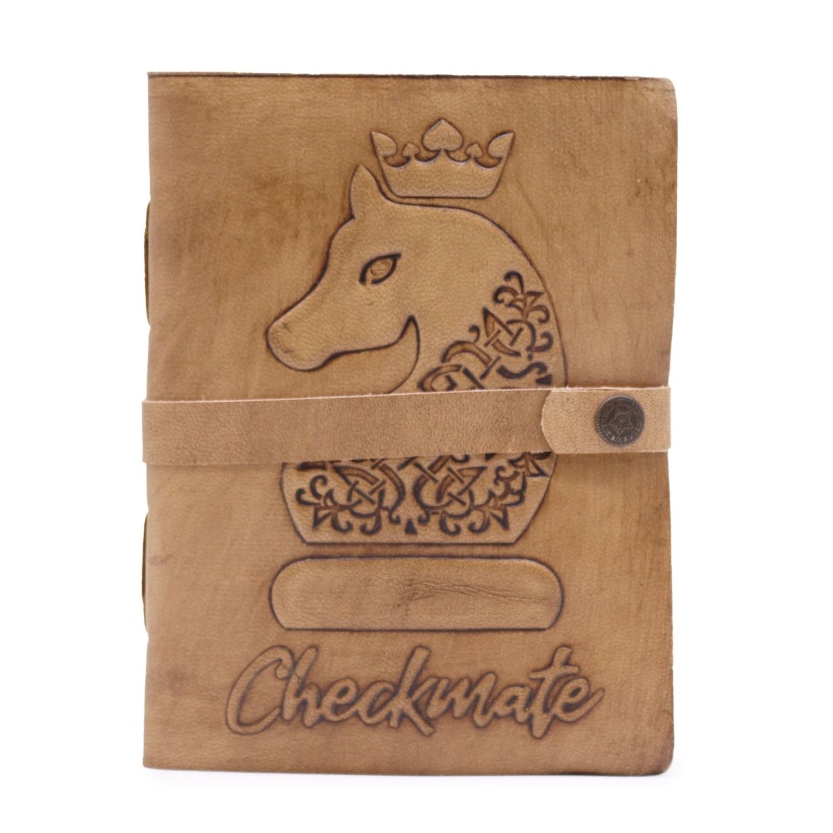 Checkmate Leather Notebook – Light Tan – 200 Deckle - Edge Pages – 20x15cmLeather Notebooks – Vintage Style JournalsHeart Notes