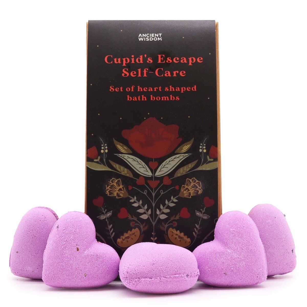 Cupids Escape Self Care Bath Heart Gift SetHeart Bath Bombs Gift SetsHeart Notes