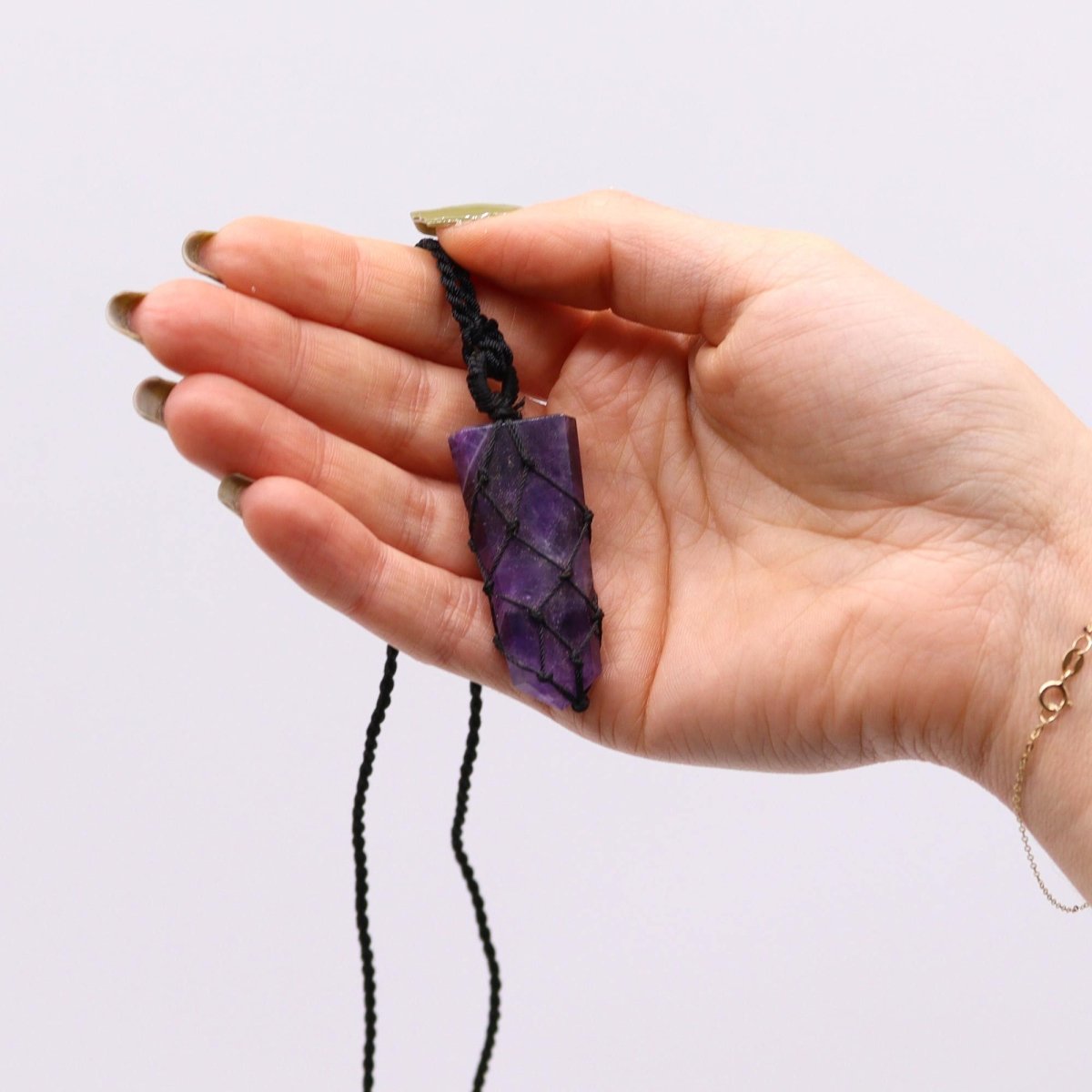 Laced Gemstone Flat Point Pendant - AmethystLaced Gemstone PendantsHeart Notes
