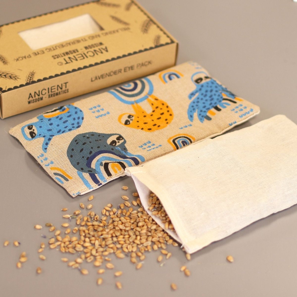 Lavender Natural Cotton and Juco Eye Pillow in Gift Box - Lazy SlothEye Pillow With Gift BoxHeart Notes