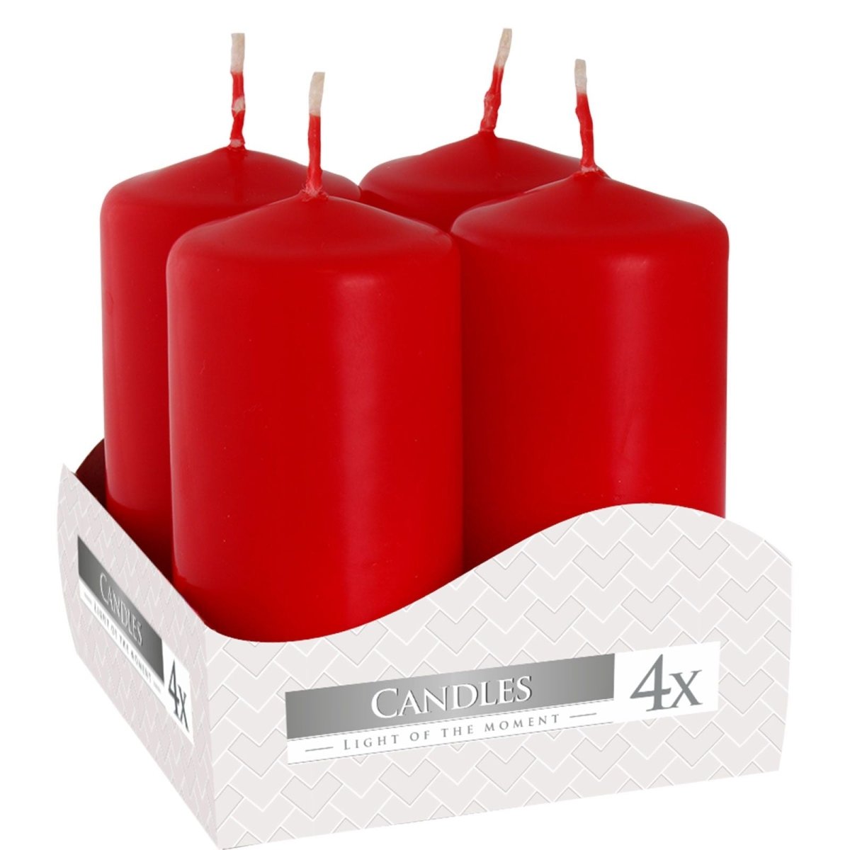 Set of 4 Pillar Candles 40x80mm - RedPillar CandleHeart Notes