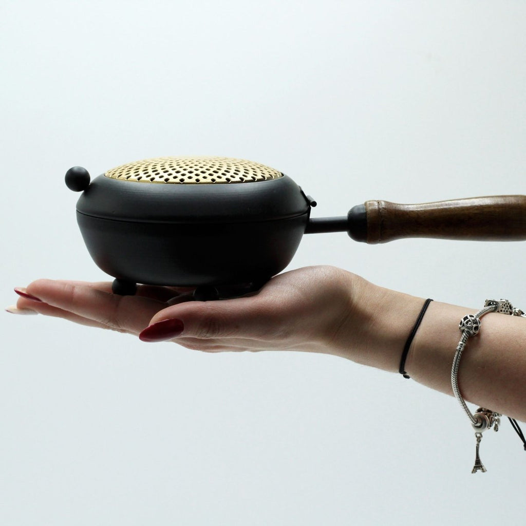 Large Iron Censer Incense Burner - Gold detailTraditional Brass Incense BurnersHeart Notes