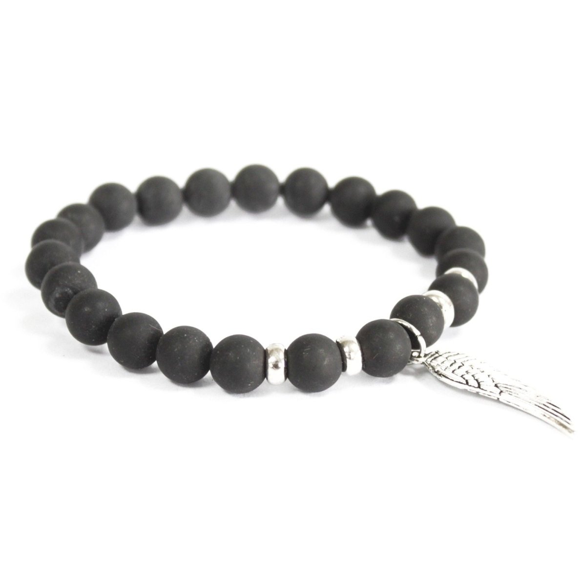 Angel Wing / Black Agate - Gemstone BraceletBoho Bling Gemstone BraceletsHeart Notes