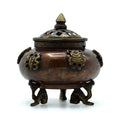 Brass Tibetan Incense Burner - Six Symbols Standing PotAntique Tibetan Incense HoldersHeart Notes