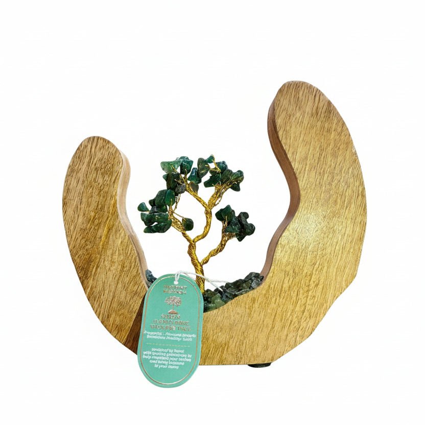 Gemstone Tree Garden - Mango Wood Open Ring - Green Aventurine - 60 chipstonesGemstone Tree GardensHeart Notes