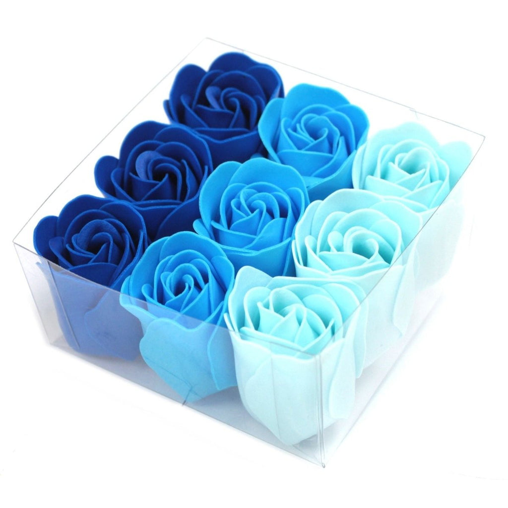 Set of 9 Soap Flowers - Blue Wedding RosesLuxury Soap FlowersHeart Notes