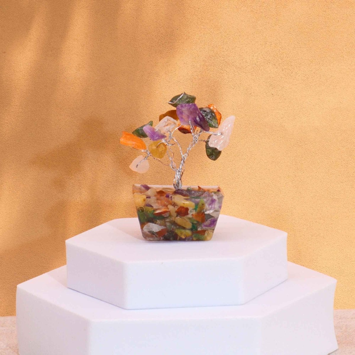 Mini Gemstone Tree on Orgonite Base - Multi Stones (15 stones)Mini Gemstone TreesHeart Notes
